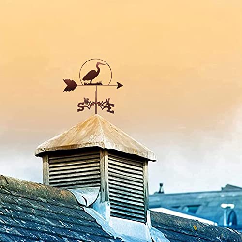 Cnmmm Metal Wind Vane, Heron Stainless Steel Weathervane Wind Direction Indicator Professionnel Measuring Tool For Outdoor Iron Roof Garden Outdoor Yard Decoration #TOP6