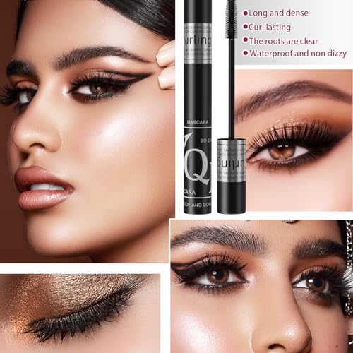 4D Lash Volumising Mascara, Long-Lasting Black Mascara Defining and Volumising Liquid Eye Cosmetic Brush, No Clumping & No Smudging & No Flaking, Telescopic Lift, Black - Image 3