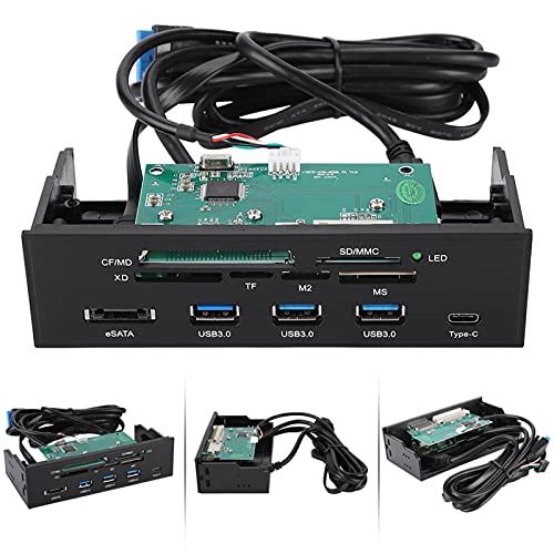 Plyisty Internal Card Reader, 5.25" Drive Bay Dashboard PC Front Panel USB Hub with 6 Card Slots, Support M2, MSO, Memory, MS - Image 3