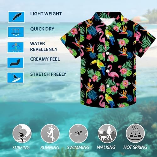 QAUN Hawaiian Shirt for Kids Boys Hawaiian Shirts Summer Button Down Shirt Cusual Tops 5-14 Years — view 3