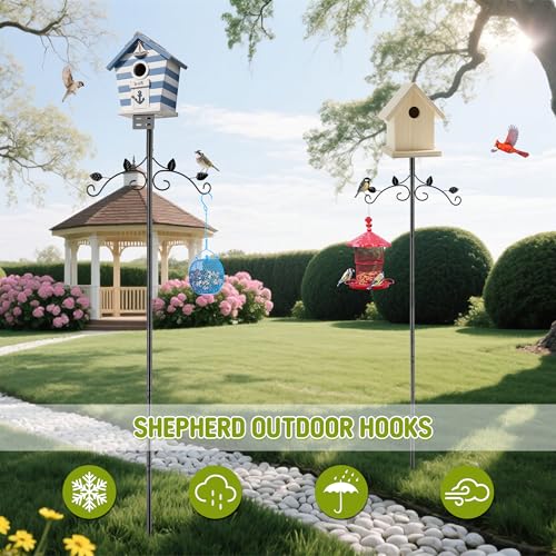 MIXXIDEA 91 Inch Bird Feeder Pole Mount Kit, Bird House Pole 5-Prong Base Shepherds Hook for Hummingbird Feeders, Adjustable Heavy Duty Bird Feeder Stand for Outdoor Garden Decor