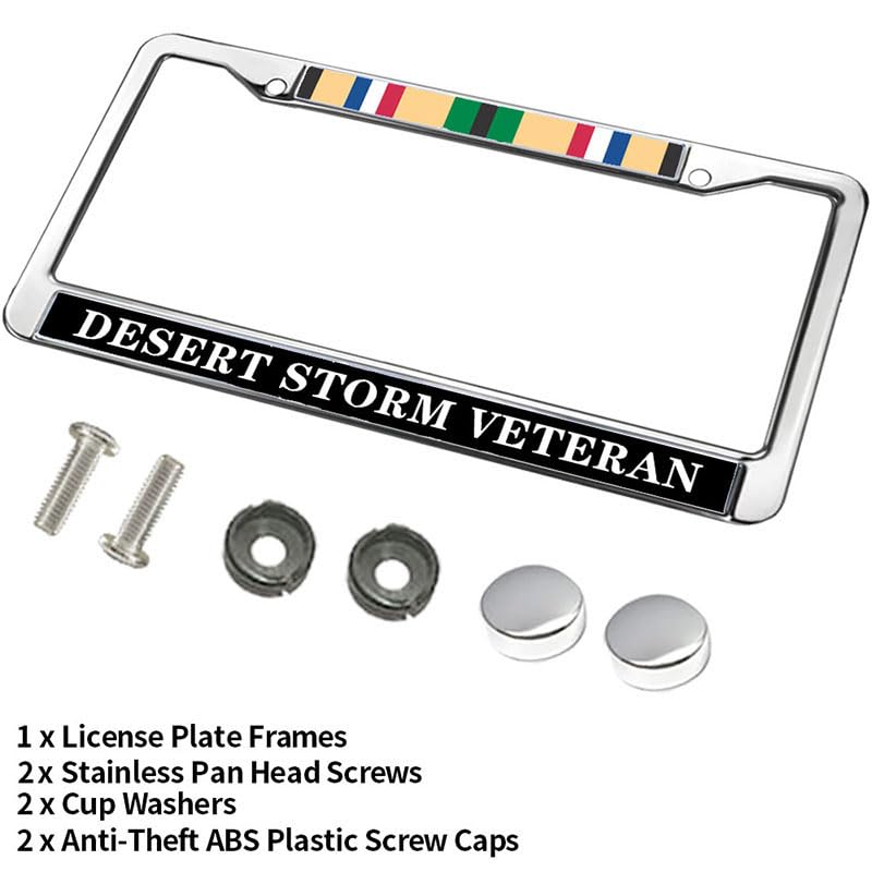 Image of Desert Storm Veteran License Plate Frame - Military Service Commemorative Car Accessory