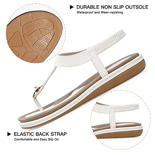 Image of SHIBEVER Womens Sandals Summer Flat: Dressy Casual T-Strap Flip Flop Thong Flats Sandals - Comfortable Walking