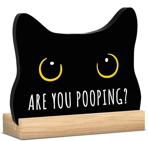 Decoración de gato negro para Halloween, decoración de baño con texto en inglés "Are You Pooping", decoración de acrílico para el hogar, baños,