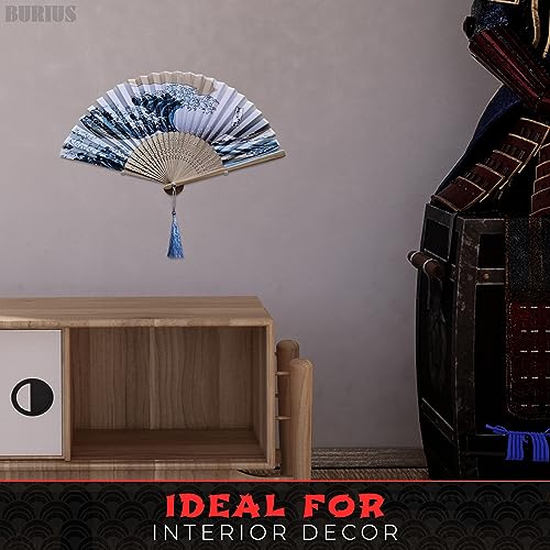 Burius FBA_9161S11 Japanese Fan Hand Held Foldable Fan - Portable Fan Handheld Bamboo Fans Japanese Vintage Hand Fan thumb #7