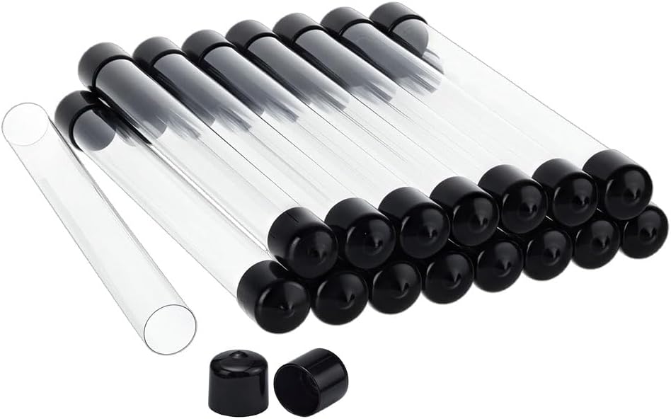 OLYCRAFT 12 Set Clear Rigid Tube 12.2 Inch Length Round Plastic Tubing with Cap 0.8 Inch 0.7 Inch ID Transparent Storage Tube Portable Round Organizer for Incense Sticks Beads Button Pin Storage