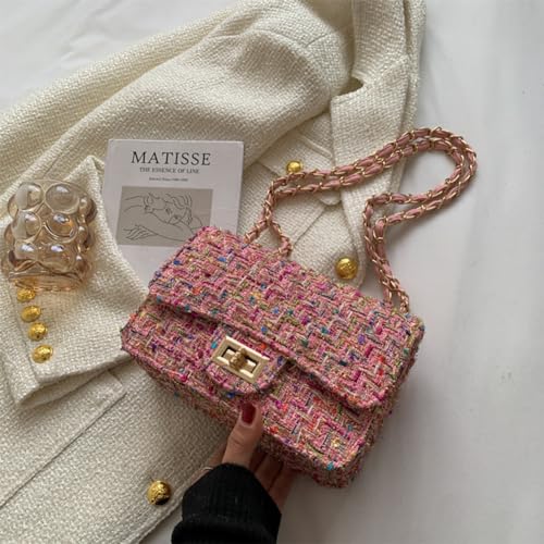Bolso cuadrado de tweed para mujer, grande y con capacidad miniatura 2