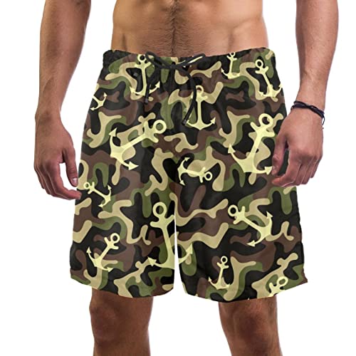 Short de plage à séchage rapide HadHfun motif ancre camouflage