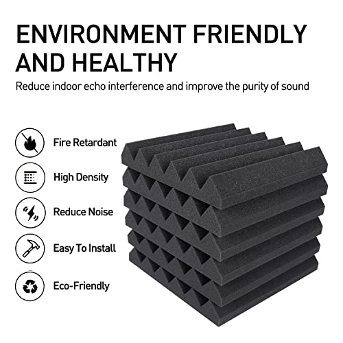 Focusound 24 Packs Acoustic Foam Panels 2 X 12 X 12 High