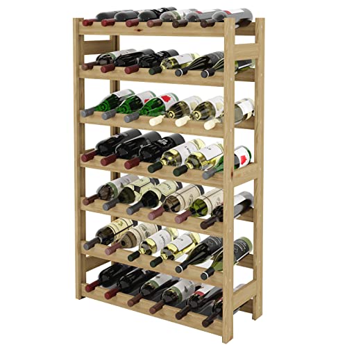 Lenmar, Portabottiglie in Legno per Bottiglie Naturali RW-1 Vino Portabottiglie Scaffalatura cantina Ripiani portabottiglie (Naturale, RW-1-42, 102 x 63 x 25, marrone, per 42 bottiglie)