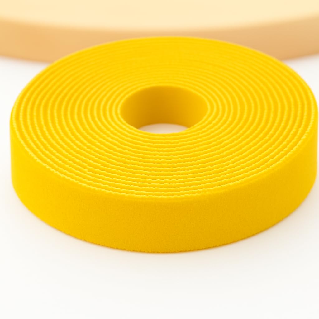 ADAPTOLL Cırt Cırt Sabitleyici Kablo Düzenleyici 5 metre x 1cm Kanca ve Döngü Kayışları, Tekrar Kullanılabilir, Çift Taraflı Kanca Rulo Düzenleyici Kayışlar, Bağlama Bandı (Sarı)