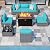 SUNLEI 8 Pieces Wicker Patio Furniture Set with Fire Pit, Sectional Outdoor Furniture Set with Tea Table, Rattan Patio Conversation Set for Lawn & Balcony (Silver/Light Blue)