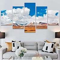 SIGNWIN 5 Panel Canvas Wall Art Modern Art Expressive Farmhouse/Country Landscape Mountain Top Multicolor Photography for Home Decorations Ready to Hang - 60