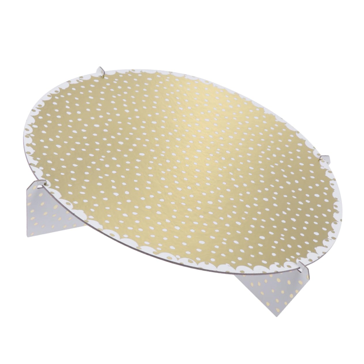 Cabilock Single Tier Paper Cake Stand with Dot Pattern Golden Display Tray for Weddings Birthdays and Parties for Showcasing Cupcakes and Treats