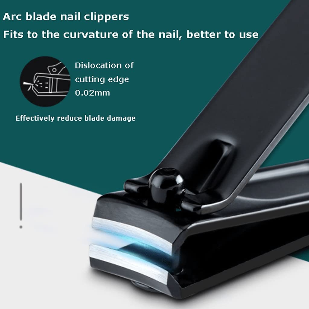 Profesional Set Clipper Uñas Conjunto de manicura de Acero Inoxidable Kit de Aseo Black 16 PCS Herramientas de Cuidado de uñas Traje de Familia Adulto Negro Verde A Salvo (Color : Black)