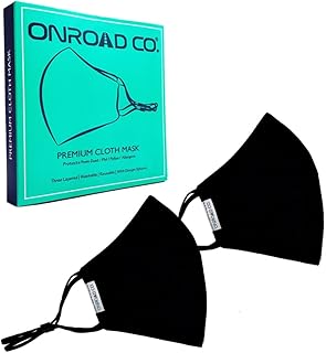 Onroad Co. Cotton Reusable and Washable 3 Layered Cloth Mask (Charcoal Black - Pack of 2, Medium (Ideal for 35-60 kg weight range)) for Unisex-picture-40