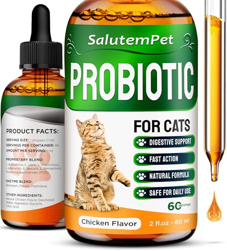 Probiotics for Cats for Digestive Support &ndash; Cat Probiotics for Indoor Cats Help with Colic, Upset...