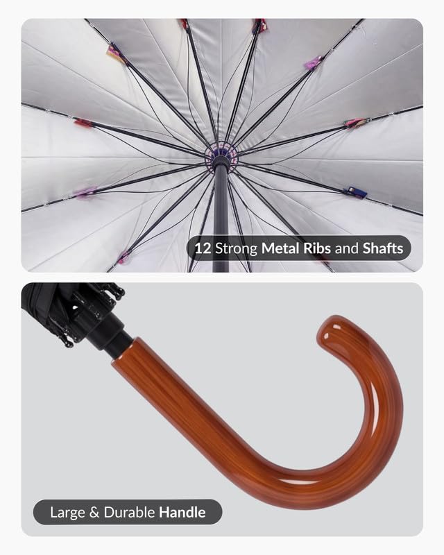 Image of Destinio Big Umbrella for Rain, Large Family Umbrela, Auto Open, UPF 50+ Sun Protection, Heavy Duty Windproof Waterproof Golf Umbrella for Men Big Size with UV Coating, Strong Fiberglass Rib Umbrellas