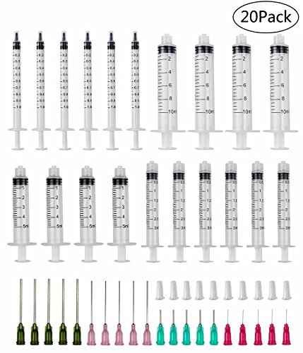 DEPEPE 20pcs 1ml 3ml 5ml 10ml Luer Lock Syringe with 8ga 25ga 14ga