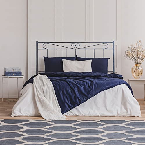 El Herrero Cabecero de Forja Valenciano | Cabezal para Cama de Matrimonio e Individual | Producto Artesanal Hecho en España Cama de 105 (112cm), Negro con Pátina Azul