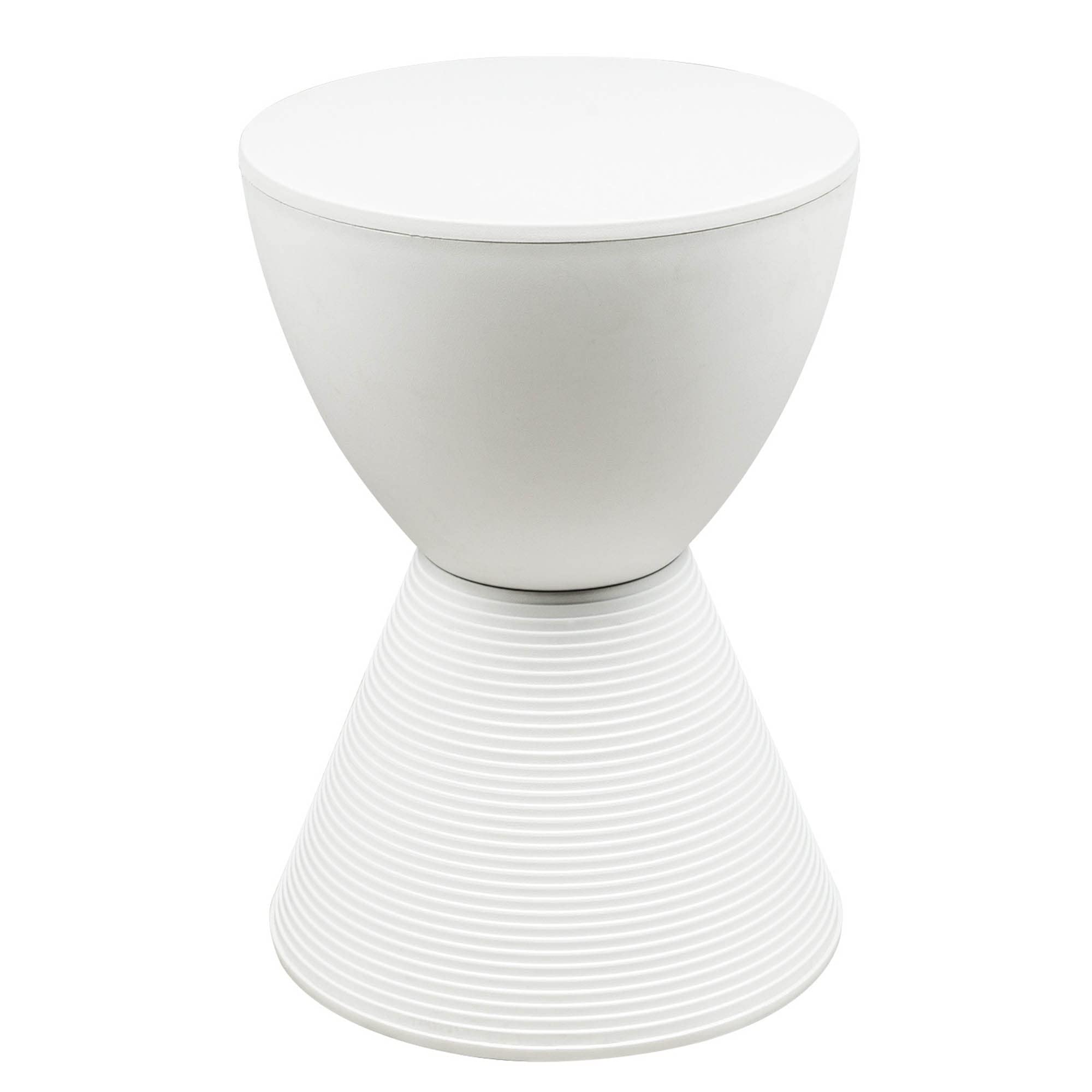 LeisureMod Boyd Modern Ribbed Round End Table in White