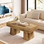 Tribesigns Table Basse, Table d'appoint rectangulaire en Bois de 120 cm avec piètement épais, Meuble Bas Moderne pour Le Salon, idéal pour Prendre Un Cocktail ou Boire Le thé (Brun Rustique)