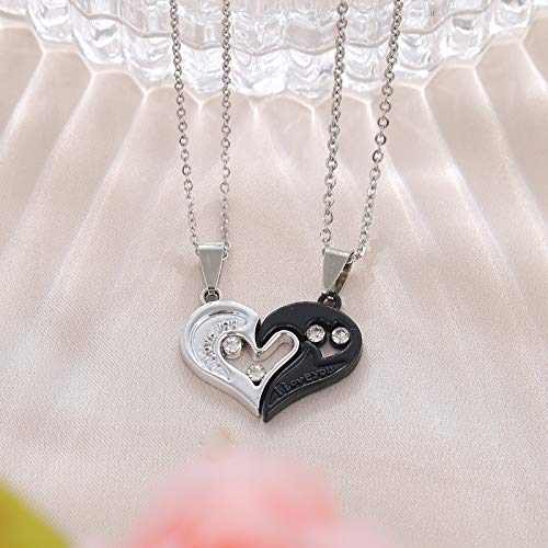 Long Tiantian 4Pcs Couple Necklace Bracelet Set Matching Bracelets For Couples Matching Necklaces For Bf And Gf Couple Gift For Her Boyfriend Necklace For Him Valentine's Day Gift(Style F) #TOP4