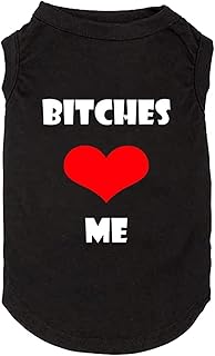 Ropa para perro y cachorro, chaleco suave y ligero para perros pequeños y grandes con eslogan "Bitches Love ME" (S, BC-Negro01)