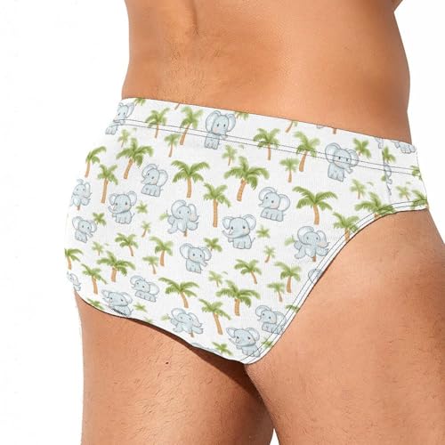 Cute Elephant And Palm Tree Men's Swim Trunks Briefs Swimsuit Swimwear Bathing for Underwear Beach4