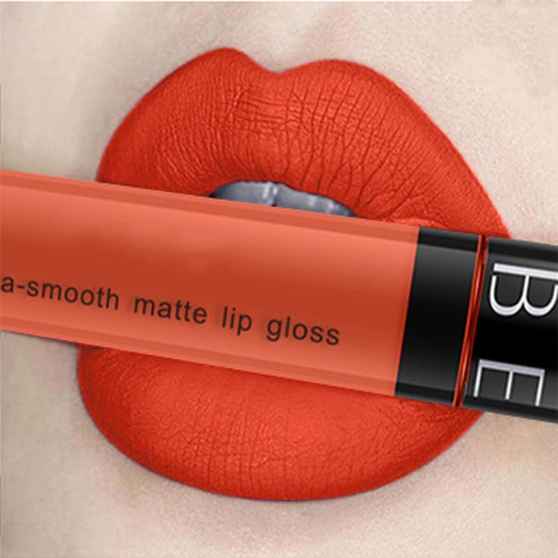 12-color orange matte non-stick cup lip glaze non-decolorizing brown lip gloss lipstick 0.34 FL OZ