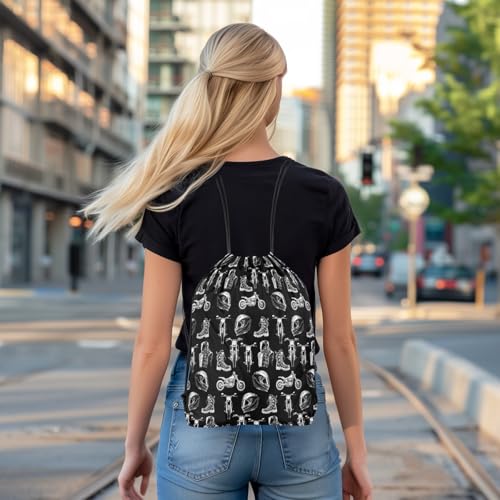 Feelyou Dirt Bike Drawstring Backpack 13"x15.7" Manuscript Motorcycle Helmet Sports Gym String Bag Racing Motocross Rider Drawstring Bags Extreme Sports Waterproof Cinch Bag Sports Drawstring Sackpack 6