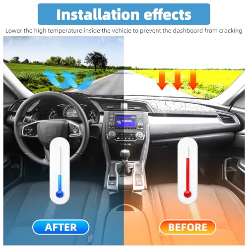 Image of Dash Cover Mat Compatible with Honda Civic 2016-2021 Non-Slip Dashboard Cover Mat Sunshade UV Rays Protector Interior Accessories