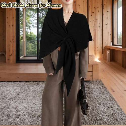 Pashmina Wraps for Women, Wool Shawl Wraps for Women, Womens Knitted Double Sleeve Scarf, Shawl Wrap Around Sweater2