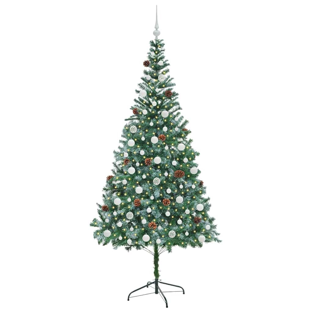 Sztuczna choinka zielona, 210 cm, stal PCW, stożek, wstępnie oświetlona 300 diodami LED o ciepłej białej barwie, 8 trybów, do użytku wewnątrz i na zewnątrz, świąteczna dekoracja