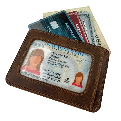Hide & Drink, Card Holder with ID Slot, Compact Storage for Cards & Cash, Front Pocket Wallet, Travel Accessories, Full Grain Leather, Handmade, Bourbon Brown4