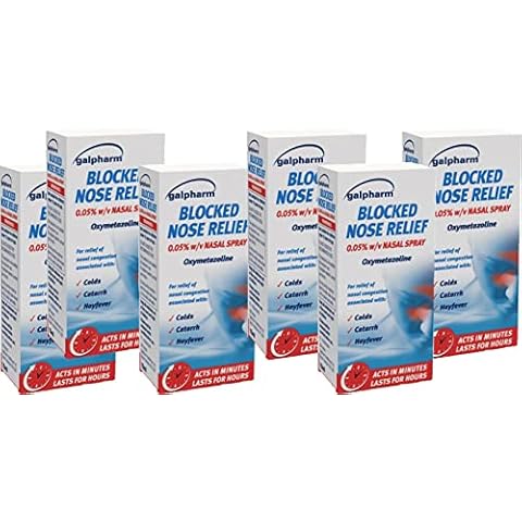 6 x GALPHARM Blocked Nose Relief Nasal Spray OXYMETAZOLINE HAYFEVER Catarrh Cover