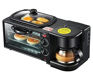 Multifunctional 3 In 1 Breakfast Machine Toaster Oven Non Stick Grill Home Coffee Maker Pizza Egg Tart Ov