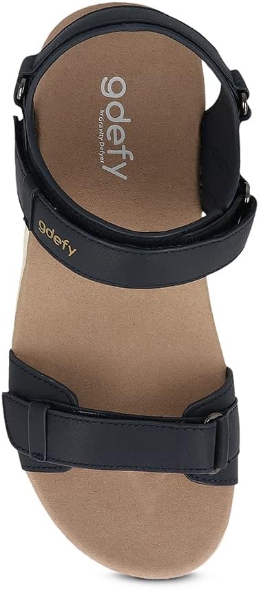 Gravity Defyer Women's GDEFY Hilnor Leather Fashion Slides - VersoShock Proven Performance Orthotic Stress Recovery Outdoor Sandals