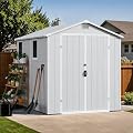Patiowell 6X8 FT Plastic Outdoor Storage Shed with Floor, Resin Tool Sheds with Lockable Door and Window, Weather-Resistant Garden Shed, Easy Assembly for Backyard, Patio, Light Gray