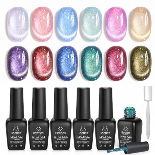 Image of Beetles Cat Eye Gel Nail Polish Set, 6 Colors Chameleon Cat Eye with Magnet