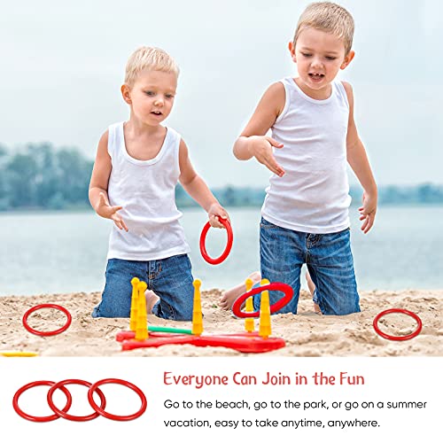 Meooeck 48 Pieces Plastic Ring Toss Rings 2.9 Inch Red Bottles Ring Toss Carnival Games for Adult Garden Backyard Outdoor Games