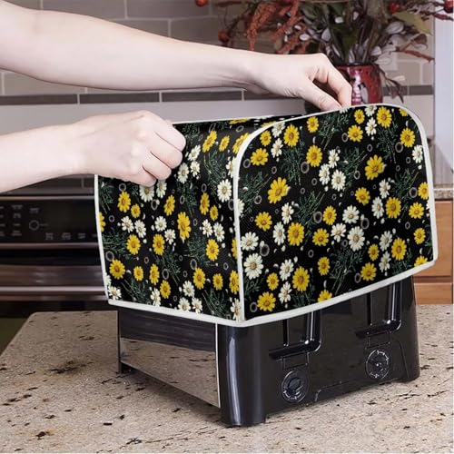 Image of Talayituse Daisy Bubble Print Toaster Cover 4 Slice Wide Slot, Lightweight Bread Maker Cover Dust Protection Washable Appliance Bag, M