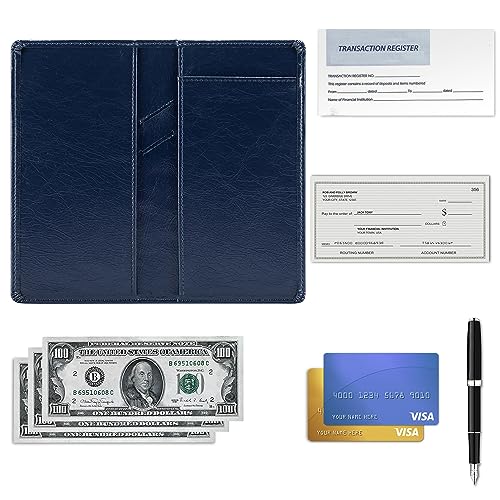 Image of Aurya Leather Checkbook Covers for Personal Checkbook, Checkbook Holder with Free Vinyl Divider, Checkbook Cover for Duplicate Checks for Men and Women