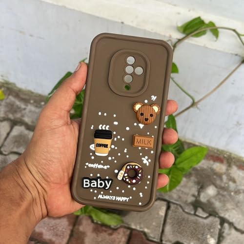 Image of Pikkme Back Cover for Vivo S1 Pro | Cute Fun Cartoon 3D Bear Silicone Full Body Protection Bumper Case (Brown)