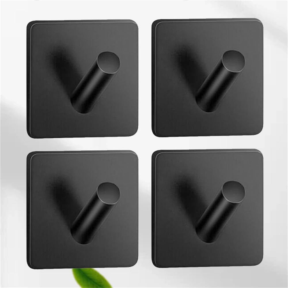 Lcanallyms Black C Wall Hooks, Coat Hook Bathroom Hooks 4Pcs Stainless Steel Self Adhesive Black Towel Heavy Duty Wall, E(Black C)