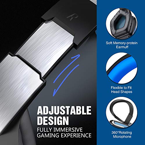 BENGOO V-4 Gaming Headset for Xbox One, PS4, PC, Controller, Noise Cancelling Over Ear Headphones with Mic, LED Light Bass Surround Soft Memory Earmuffs for PS2 Mac Nintendo 64 Game Boy Advance Games