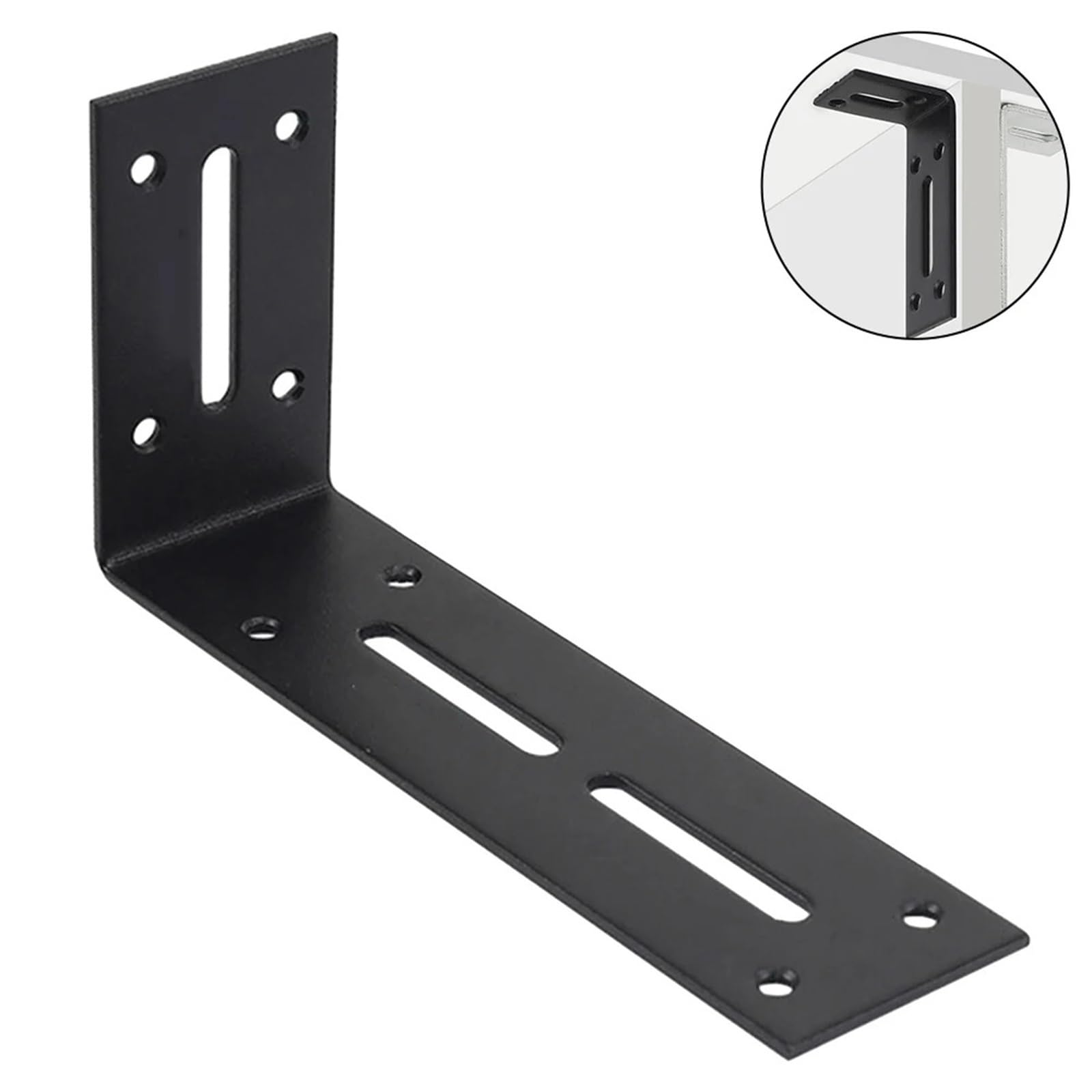 4 Stück L-förmige Eckhalterungen, verstellbare Eckregalhalterungen, robuste Regalstützen, Möbelbefestigung, Verbindungs-Hardware Für Arbeitszimmer und Garagen(Black,80 * 30mm)
