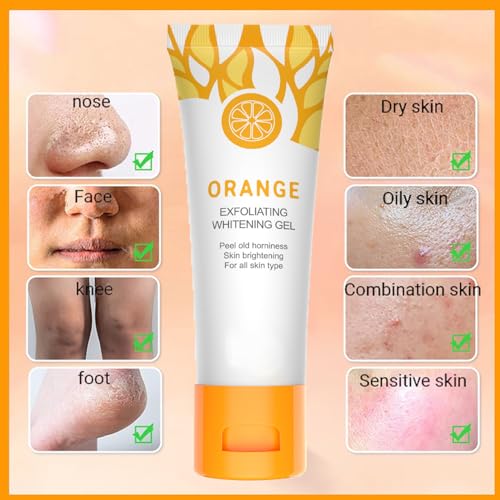 Orange Face Scrub Exfoliator,Acne Exfoliating Face Scrub,Pore Facial Scrub,Remove Blackhead & Smooth Skin Tone,Face Scrub for Men & Women,Vitamin C Body Scrub for Dull Skin,Arm & Back & Leg-50g - Image 4