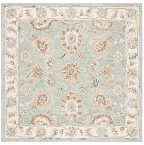SAFAVIEH Blossom 8' Square Aqua & Ivory Rug