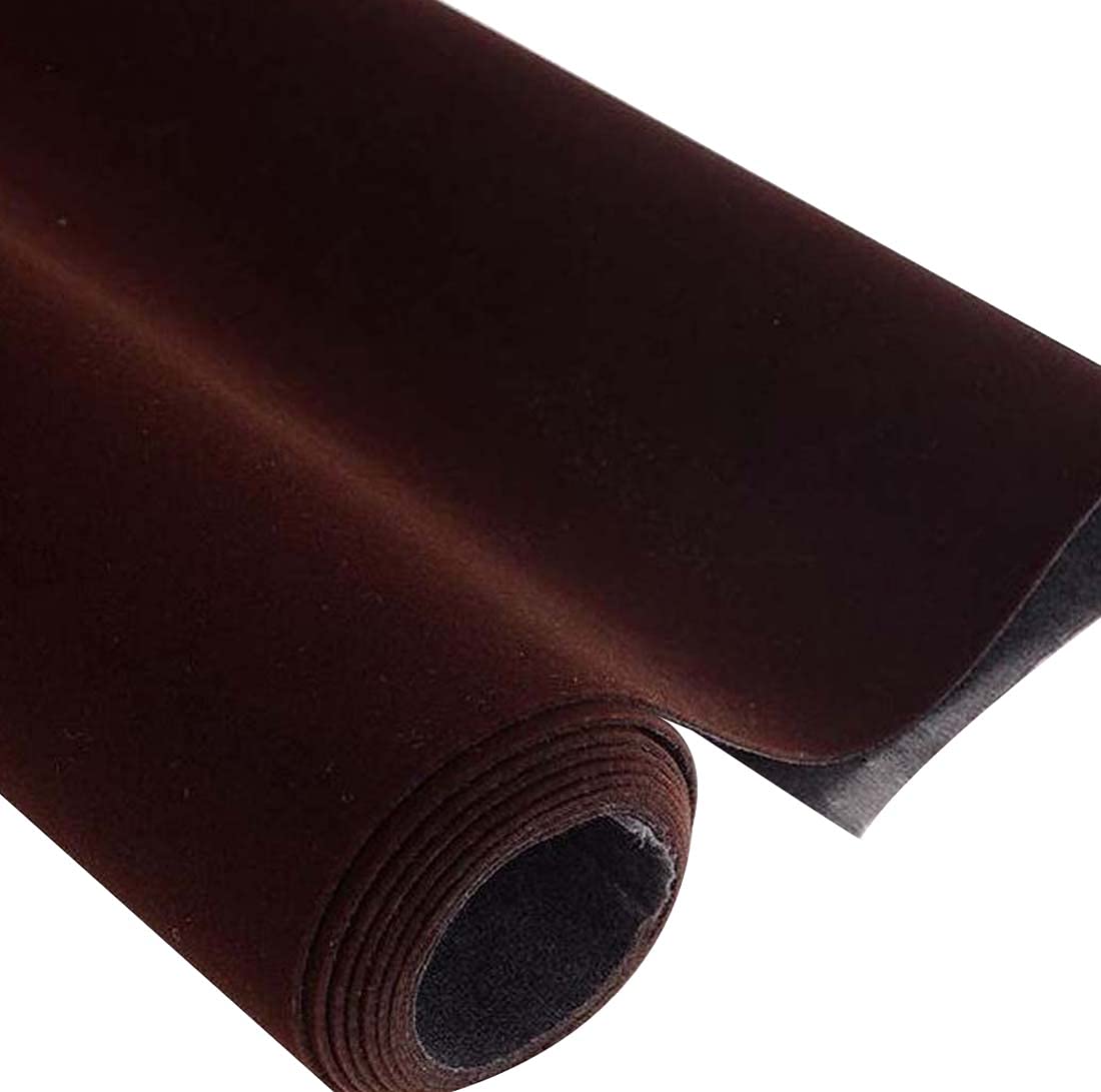 Poetryhome Brown Self Adhesive Velvet Flock Paper Roll Soft Flocking Fabric For Jewelry Drawer Peel And Stick Velvet Fabric For Furniture Arts And Crafts Diy Project 17.3 X 117 Inches (Brown)